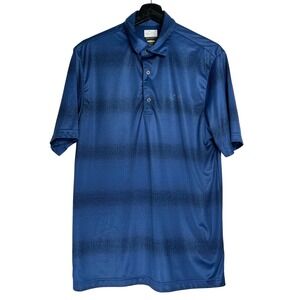 Greg Norman PlayDry Mens Blue Striped Short‎ Sleeve Golf Polo Shirt Size Medium
